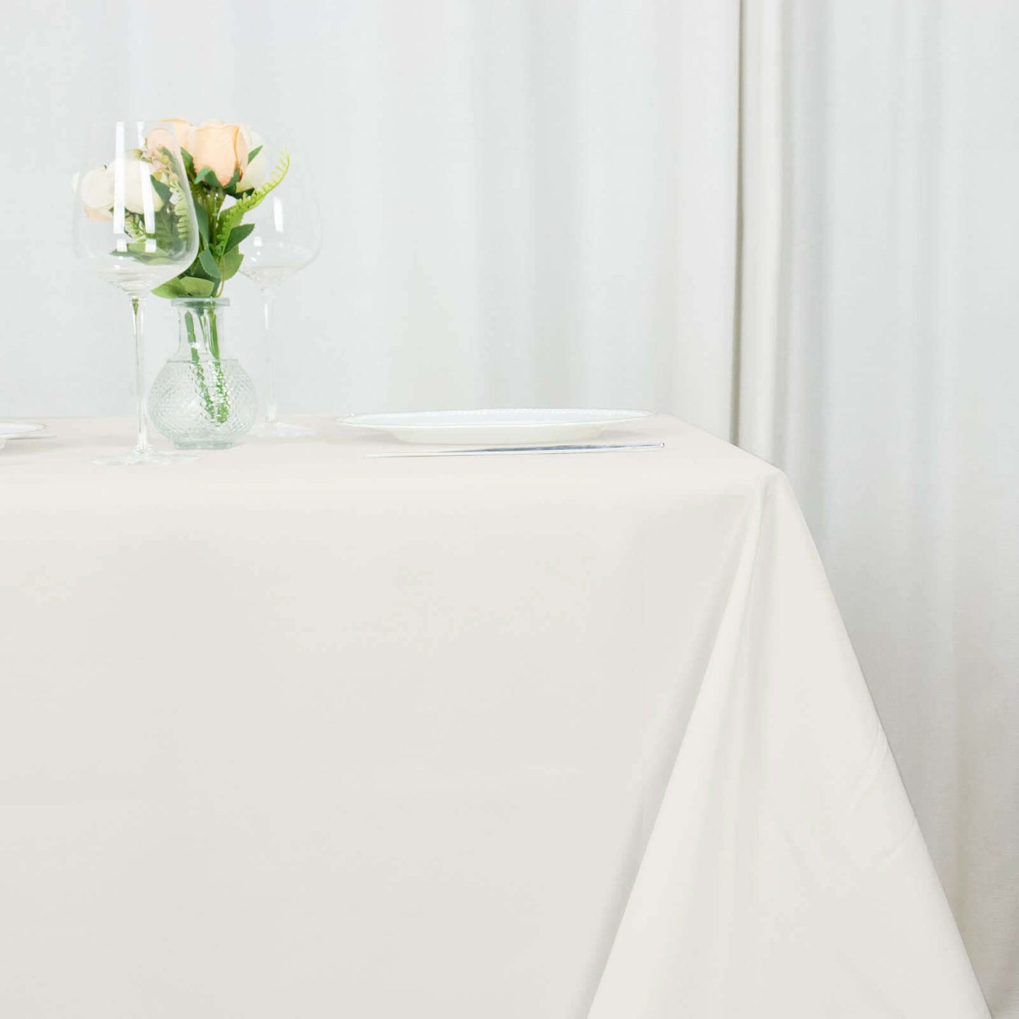 Premium Polyester 90"x90" Table Overlay Square Tablecloth Ivory 220GSM Wrinkle-Resistant Table Cover