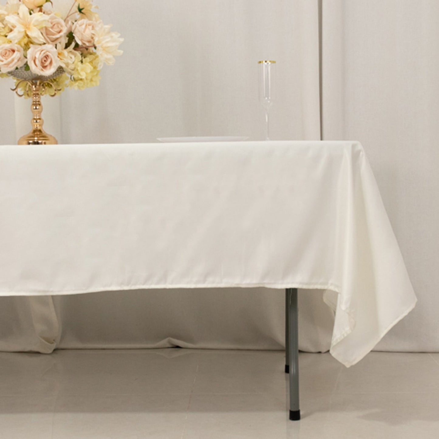 Lamour Satin 60"x102" Rectangle Tablecloth Ivory - Durable & Silky Soft Feel Table Cover