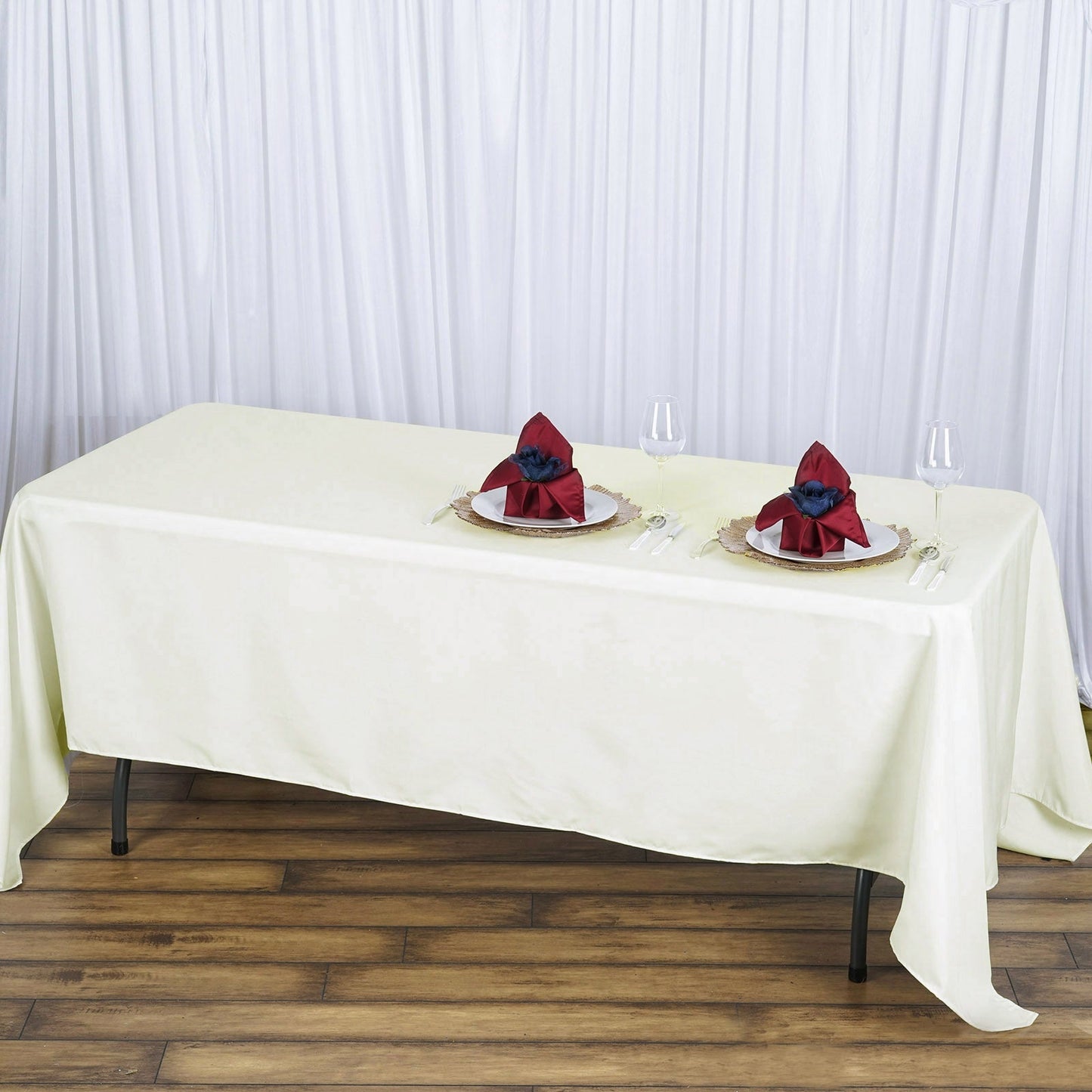 Fire Retardant Premium Polyester 72"x120" Rectangular Tablecloth Ivory - High-Performance Table Cover