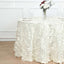 Taffeta 120" Round Tablecloth Ivory | 3D Leaf Petal Design Seamless Table Cover