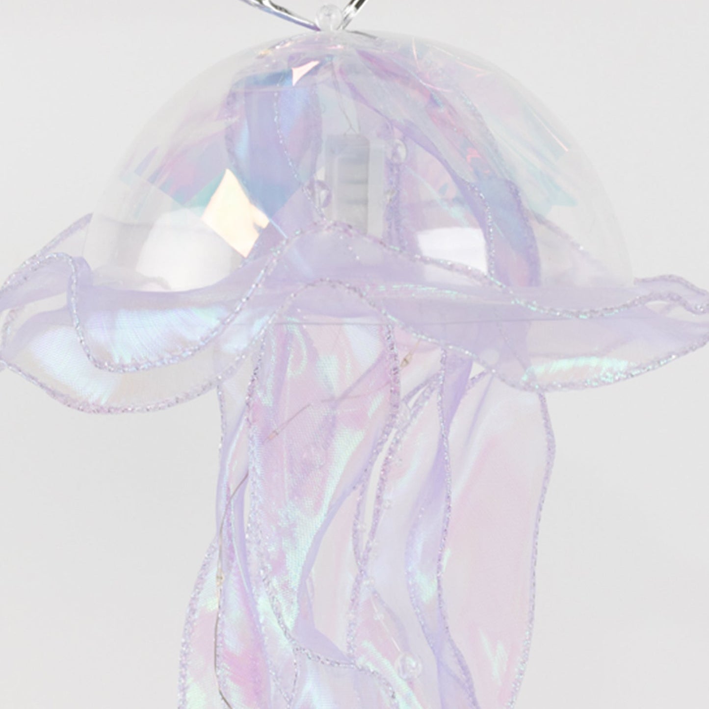 6 Pack Blue Purple Jellyfish Lamp Hanging Lantern Lights, 3 Flashing Modes Organza Ribbon Jelly Fish LED Lights Mermaid Theme Party Decor - 17"