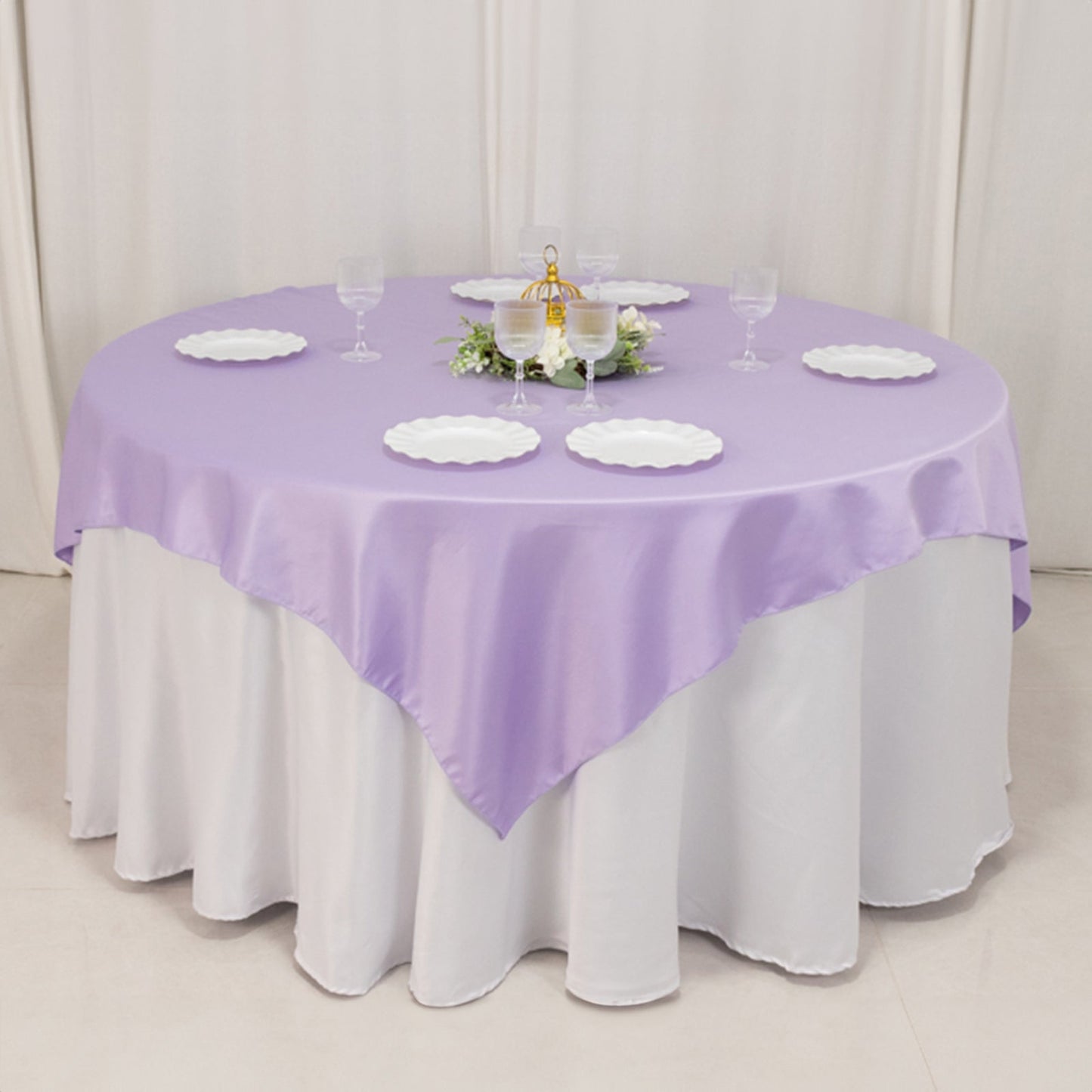 Lamour Satin 72"x72" Table Overlay Square Tablecloth Lavender Lilac - Smooth Finish Table Topper