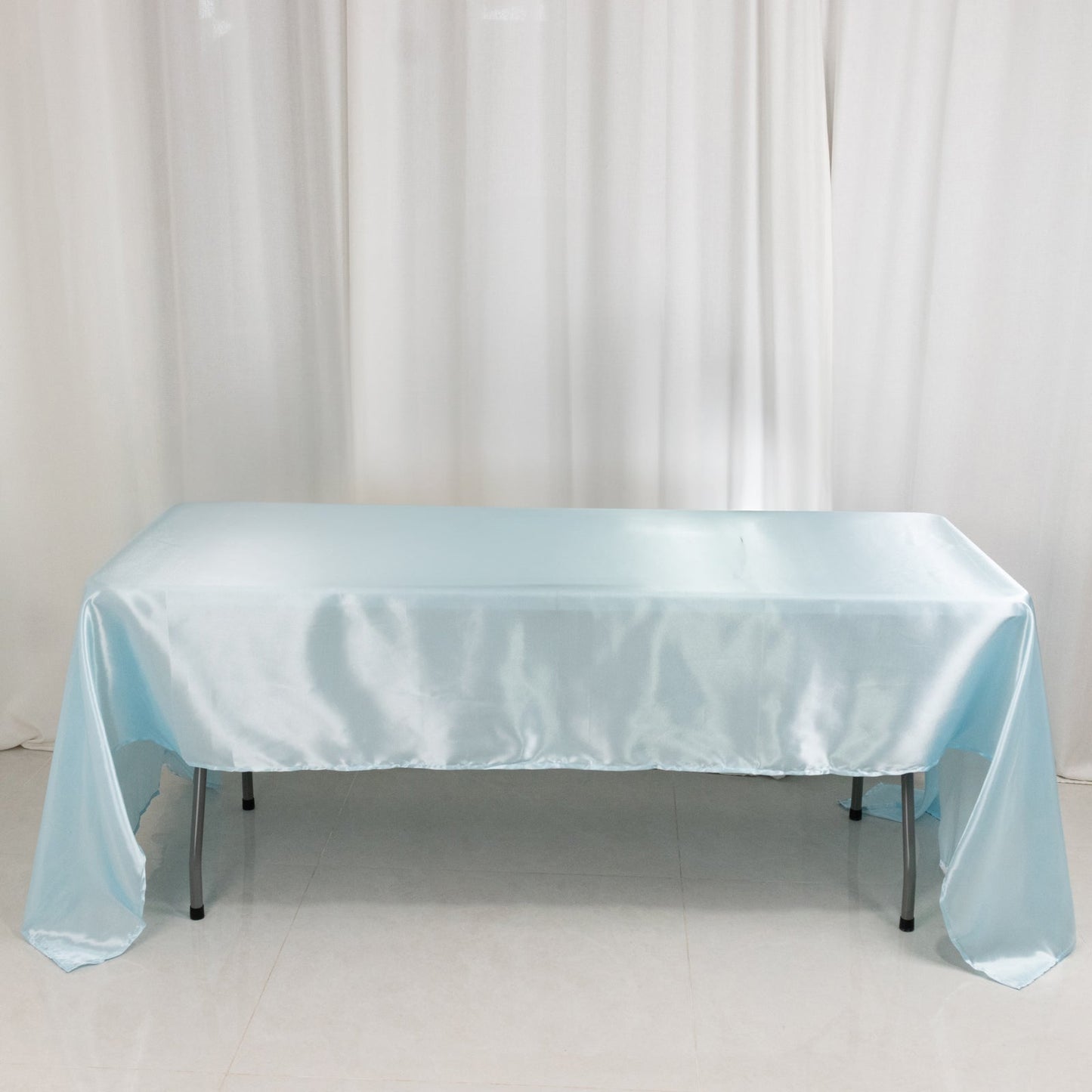 Satin Rectangular 60"x126" Tablecloth Light Blue - Smooth and Lustrous Table Cover