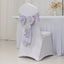 Polyester Chair Sashes White Lavender Lilac French Toile Floral Design - Wrinkle-Resistant & Durable Chair Bows for Exquisite Weddings & Banquets 6"x108"