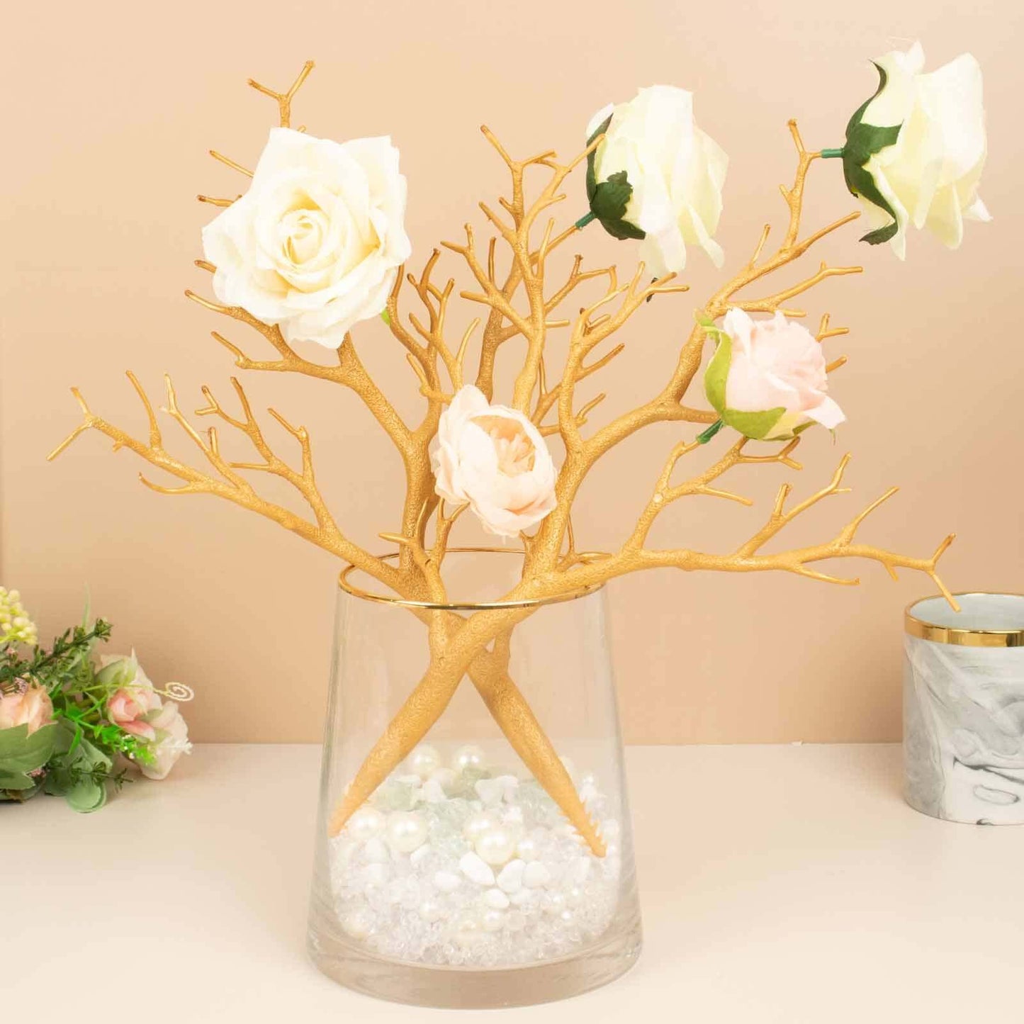 10-Pack Artificial Manzanita Tree Branch Metallic Gold for Vase Filler Home Wedding Centerpiece Ornament 14"
