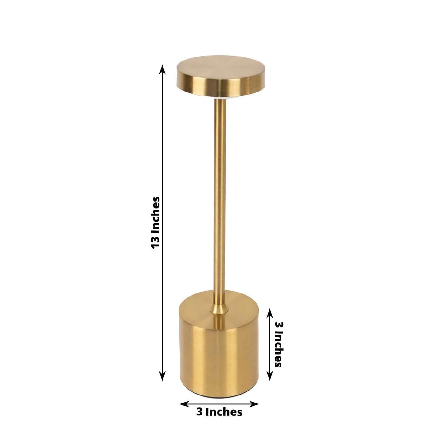 Cordless Table Lamp Modern Metal Gold Design LED Dimmable with Touch Control - Rechargeable Night Light 13"