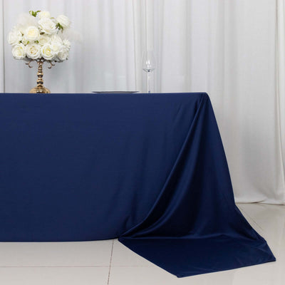 Scuba Rectangular 90"x156" Tablecloth Navy Blue - Wrinkle Free, Stain Resistant & Seamless Table Cover