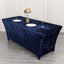 Crushed Velvet Fitted Rectangular 6ft Table Cover Navy Blue - Wrinkle-Free Stretchy Tablecloth