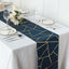Polyester 9ft Table Runner Navy Blue with Gold Foil Modern Geometric Accent