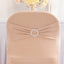Stretch Spandex Chair Cover Nude for Folding Chairs - Secure Fit Slipcover with Silver Rhinestone Buckled Sash Band
