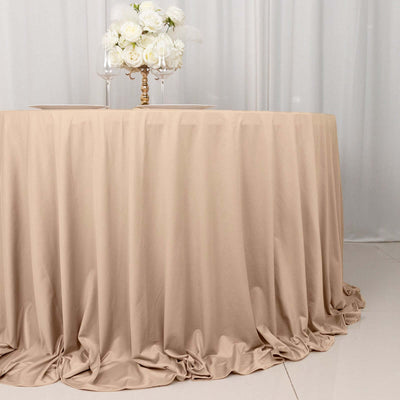 Scuba Round 132" Tablecloth Nude - Wrinkle Free & Stain Resistant Seamless Table Cover