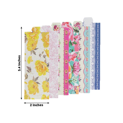 48-Pack Disposable Napkin Rings in Mixed Vintage Floral â€“ Elegant Paper Napkin Holder Bands for Tea Parties, Weddings & Special Occasions