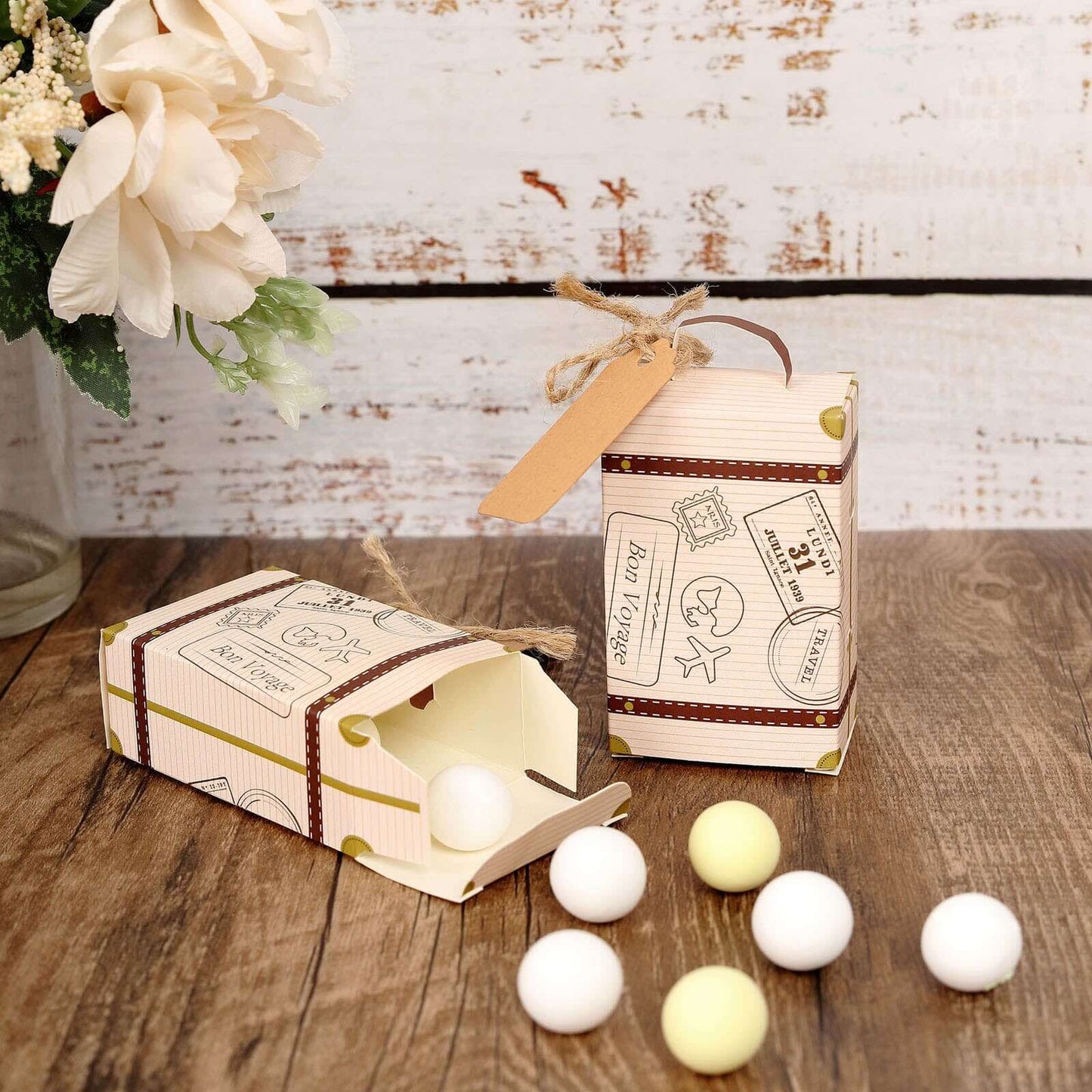 24 Pack Vintage Airplane Suitcase Wedding Party Favor Candy Gift Box