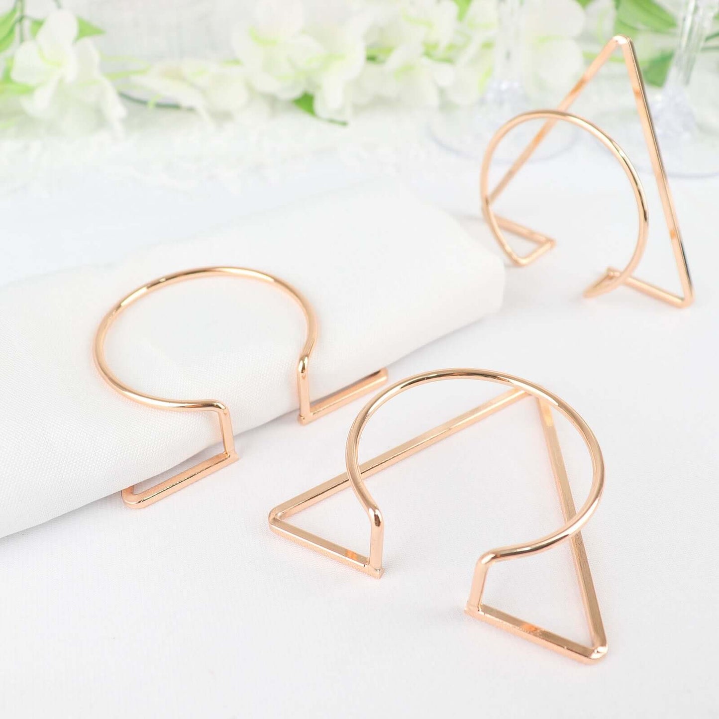 4 Pack Gold Geometric Metal Napkin Rings, Modern Nordic Napkin Holder Stands
