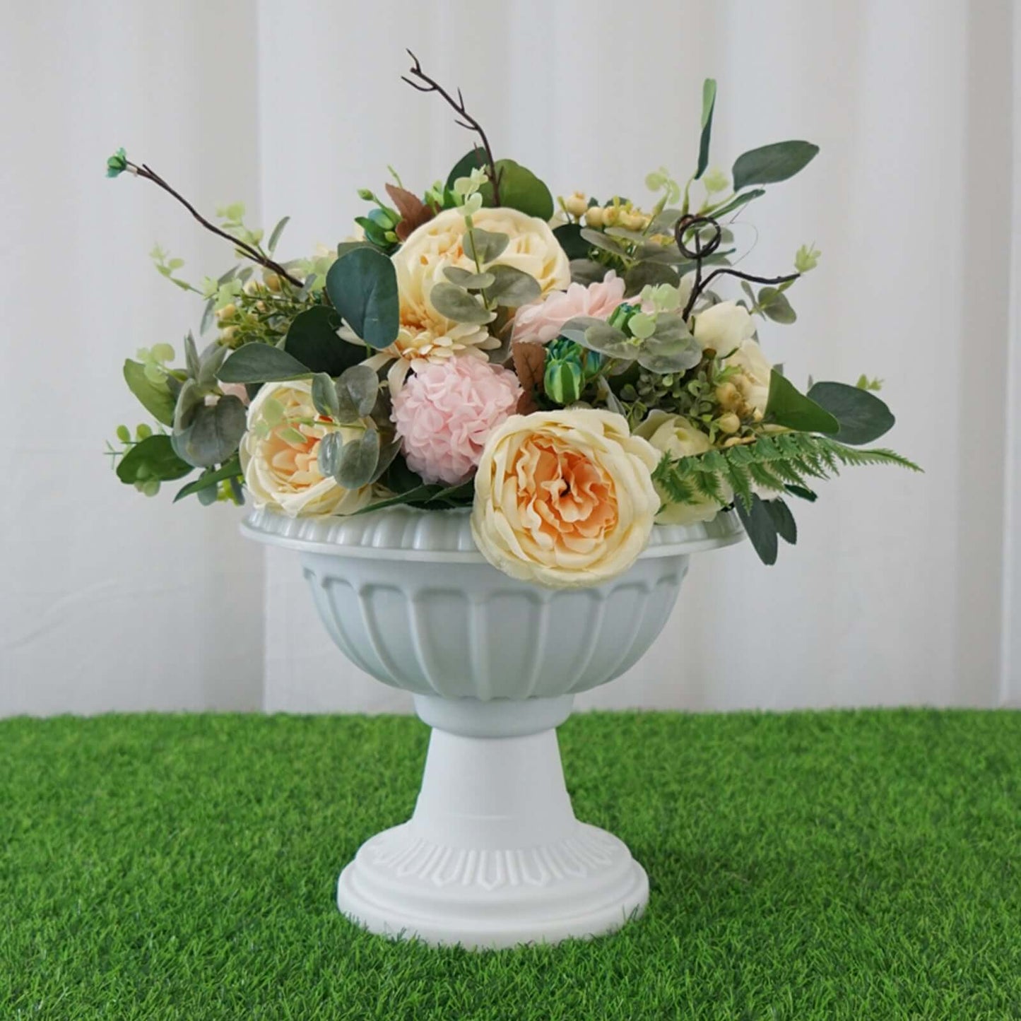 4 Pack 11" Off White Crafted All Weather Roman Inspired Pedestal Column Flower Plant Stand Pot - PVC