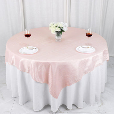 Taffeta 72"x72" Table Overlay Square Tablecloth Blush - Accordion Crinkle Table Cover