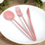 60 Pack Plastic Silverware Set, Dusty Rose Heavy Duty Disposable Sleek Utensil Cutlery