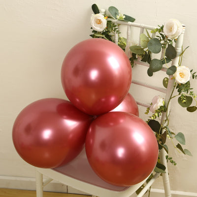 50 Pack Chrome Pink Biodegradable Latex Balloons 12", Thick Eco Friendly Metallic Party Balloons
