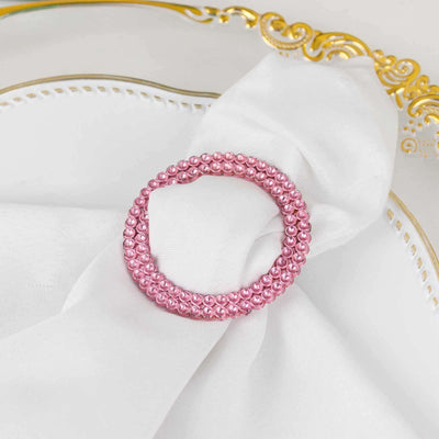 20 Pack Diamond Round Chair Sash Band Buckle Pins Pink - Timeless Rhinestone Napkin Rings 2.5"