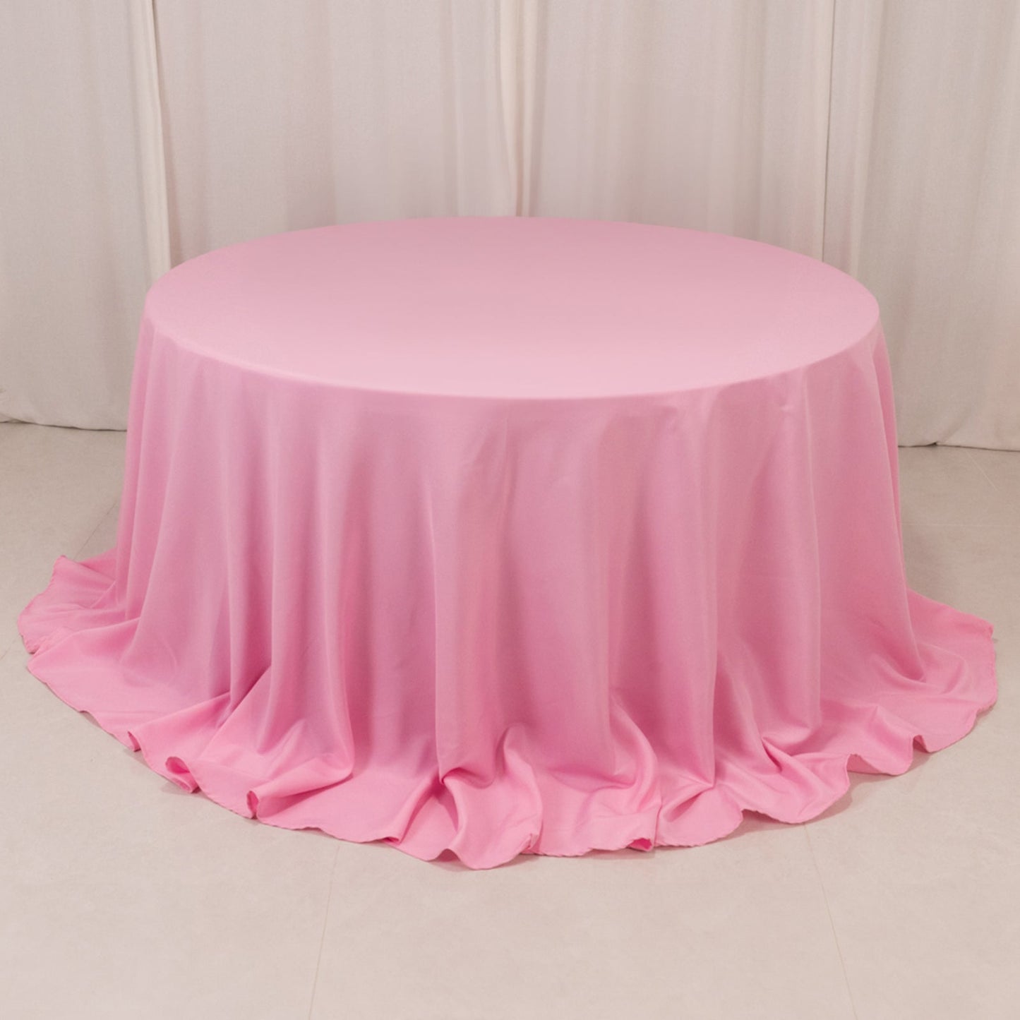 Premium Polyester 132" Round Tablecloth Pink - Seamless 220GSM Wrinkle-Resistant Table Cover