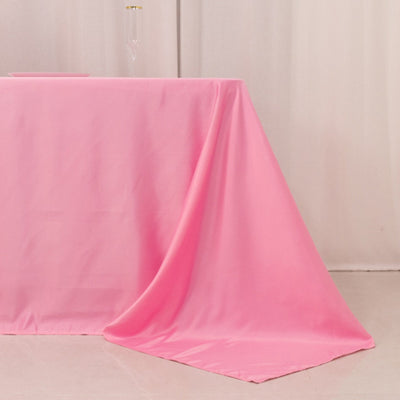 Lamour Satin 90"x156" Rectangle Tablecloth Pink - Luxurious, Soft Seamless Table Cover