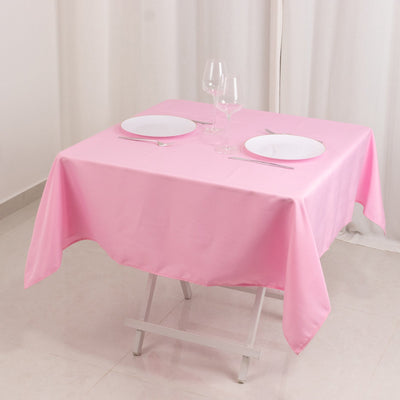 Premium Polyester 54"x54" Square Tablecloth Pink - Stain and Wrinkle-Resistant 220GSM Table Cover