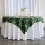 Polyester 54"x54" Table Overlay Square Tablecloth Hunter Emerald Green with Gold Foil Geometric Pattern - Wrinkle-Resistant & Durable Table Topper