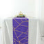 Polyester 9ft Table Runner Purple with Gold Foil Modern Geometric Accent
