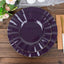 10-Pack Plastic 9" Round Dinner Plates in Purple Ruffled Rim with Gold Edging - Sturdy Disposable Dinnerware