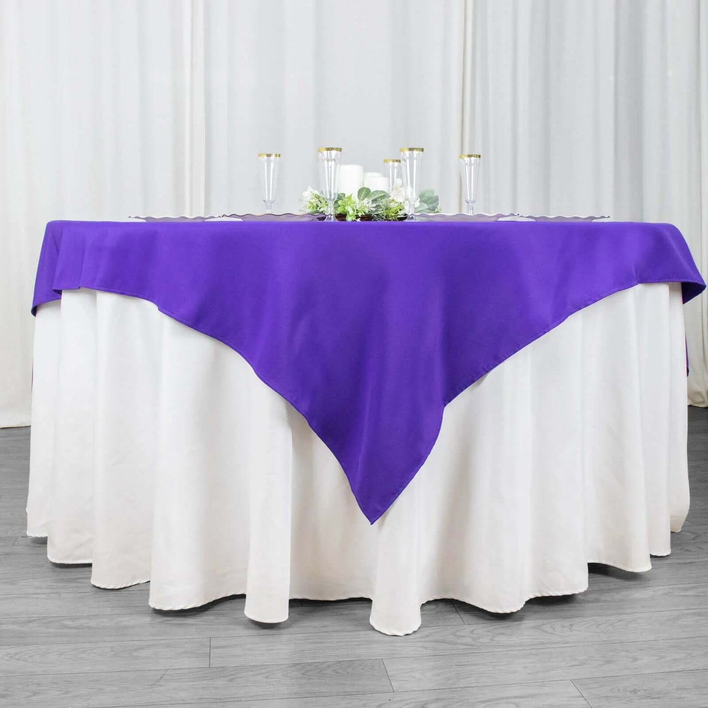 Premium Polyester 70"x70" Table Overlay Square Tablecloth Purple 220GSM Wrinkle-Resistant Table Cover