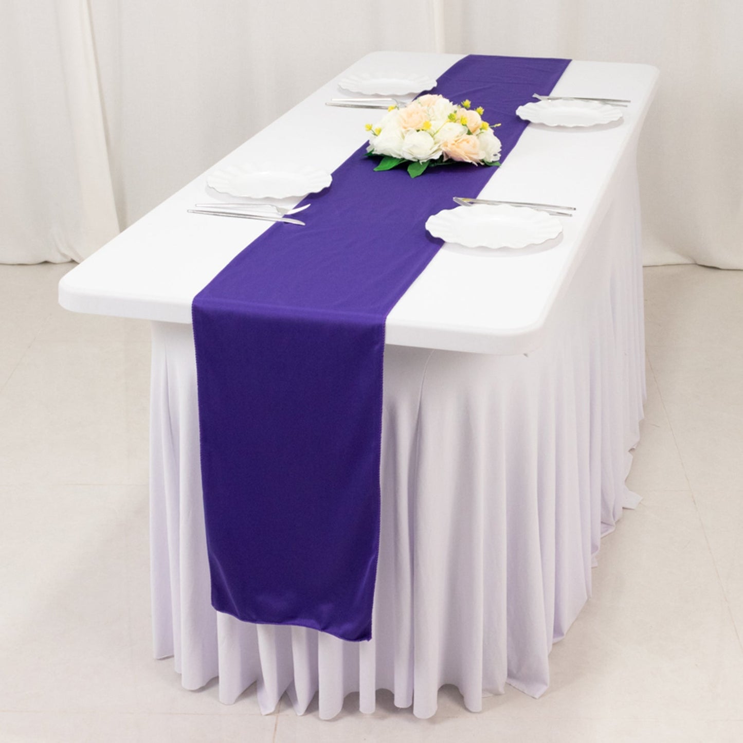 Scuba Polyester 12"x108" Table Runner Purple - Wrinkle-Free Table Linen