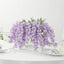 6 Pack Purple Silk Wisteria Vines Hanging Plants, Long Artificial Flowers Bushes - 4 Full Strands in 1 Bush - 21"