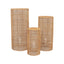 Set of 3 Natural Woven Rattan Wicker Pedestal with Wave Pattern - 19",27",33"