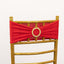 5 Pack Spandex Chair Sashes Red with Gold Rhinestone Buckles - Reusable Four-Way Stretch Sash Bands 5"x14"