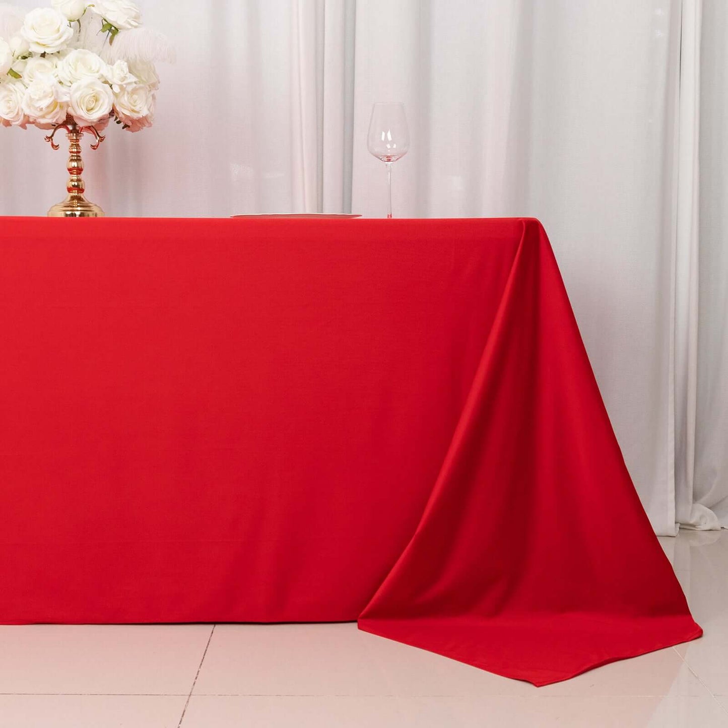 Scuba Rectangular 90"x132" Tablecloth Red - Wrinkle Free, Stain Resistant & Seamless Table Cover