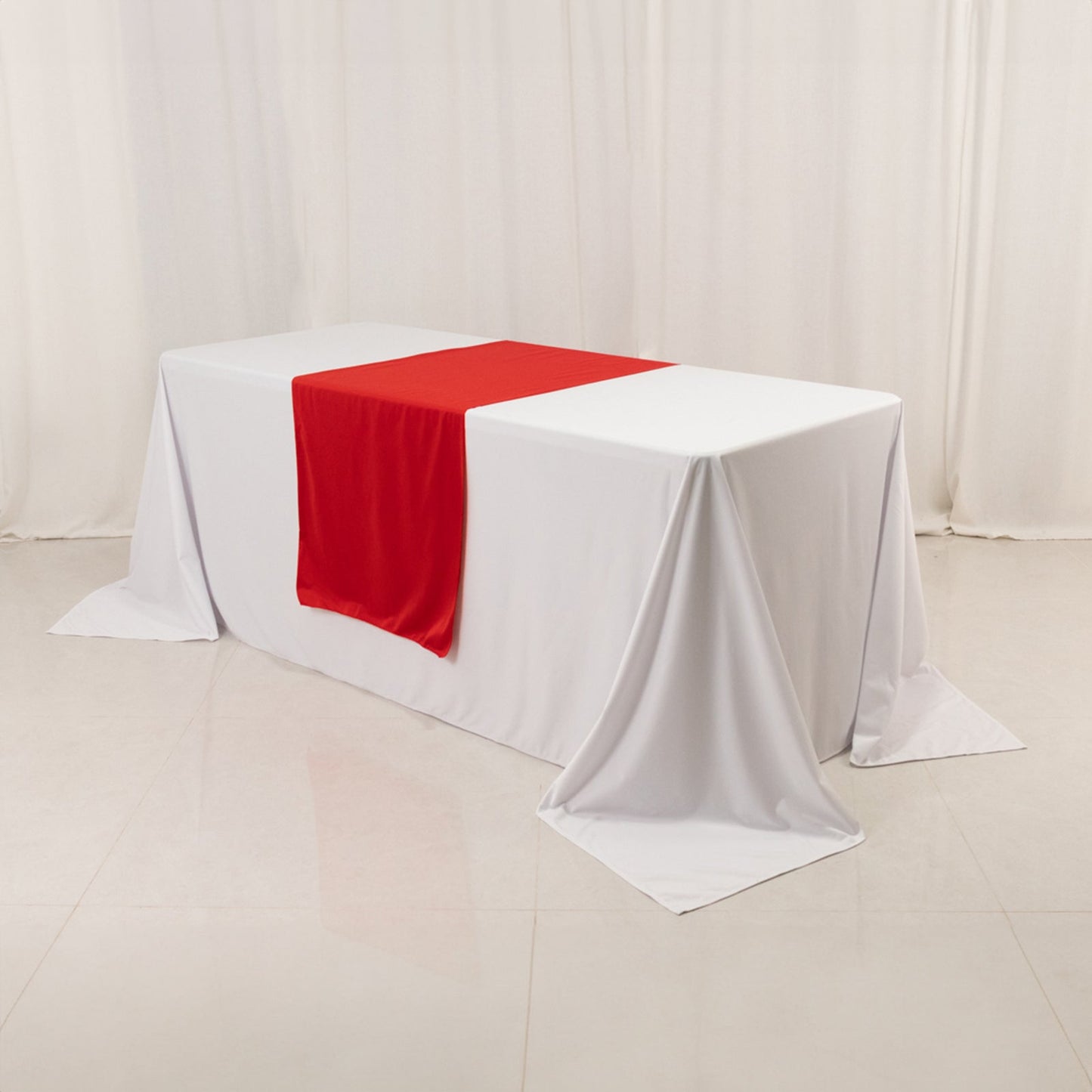 Wide Polyester 24"x72" Table Runner Red - Durable Trade Show Table Linen