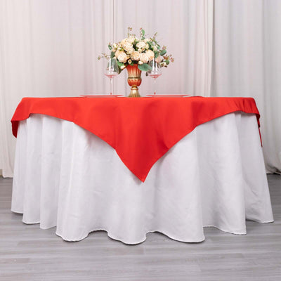 Premium Polyester 54"x54" Table Overlay Square Tablecloth Red - Stain and Wrinkle-Resistant 220GSM Table Topper
