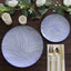 10-Pack Plastic 7" Round Dessert Plates in White with Blue Wave Brush Strokes Pattern - Disposable Appetizer Salad Plates