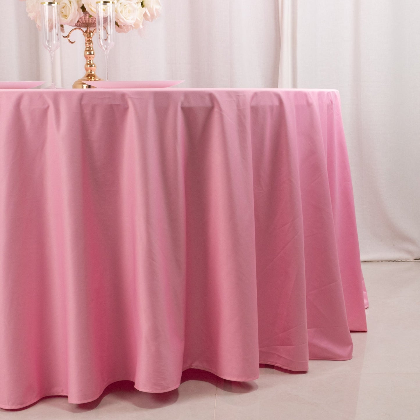Scuba Round 120" Tablecloth Pink - Wrinkle Free & Stain Resistant Seamless Table Cover