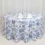 Polyester 120" Round Tablecloth White - Blue French Toile Pattern for Chic Weddings