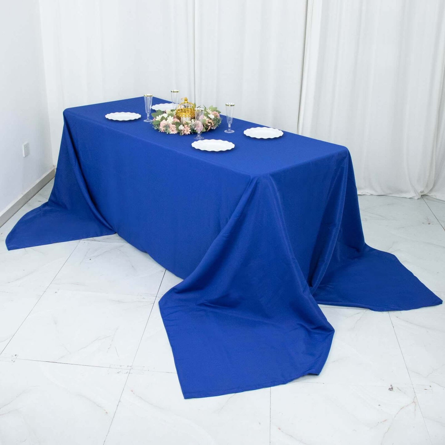 Premium Polyester 90"x156" Rectangle Tablecloth Royal Blue - Seamless 220GSM Stain-Resistant Table Cover