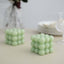 2-Pack Decorative Paraffin Wax Candles Bubble Cube Design Sage Green - Unscented Long Burning Pillar Candle Set 2"