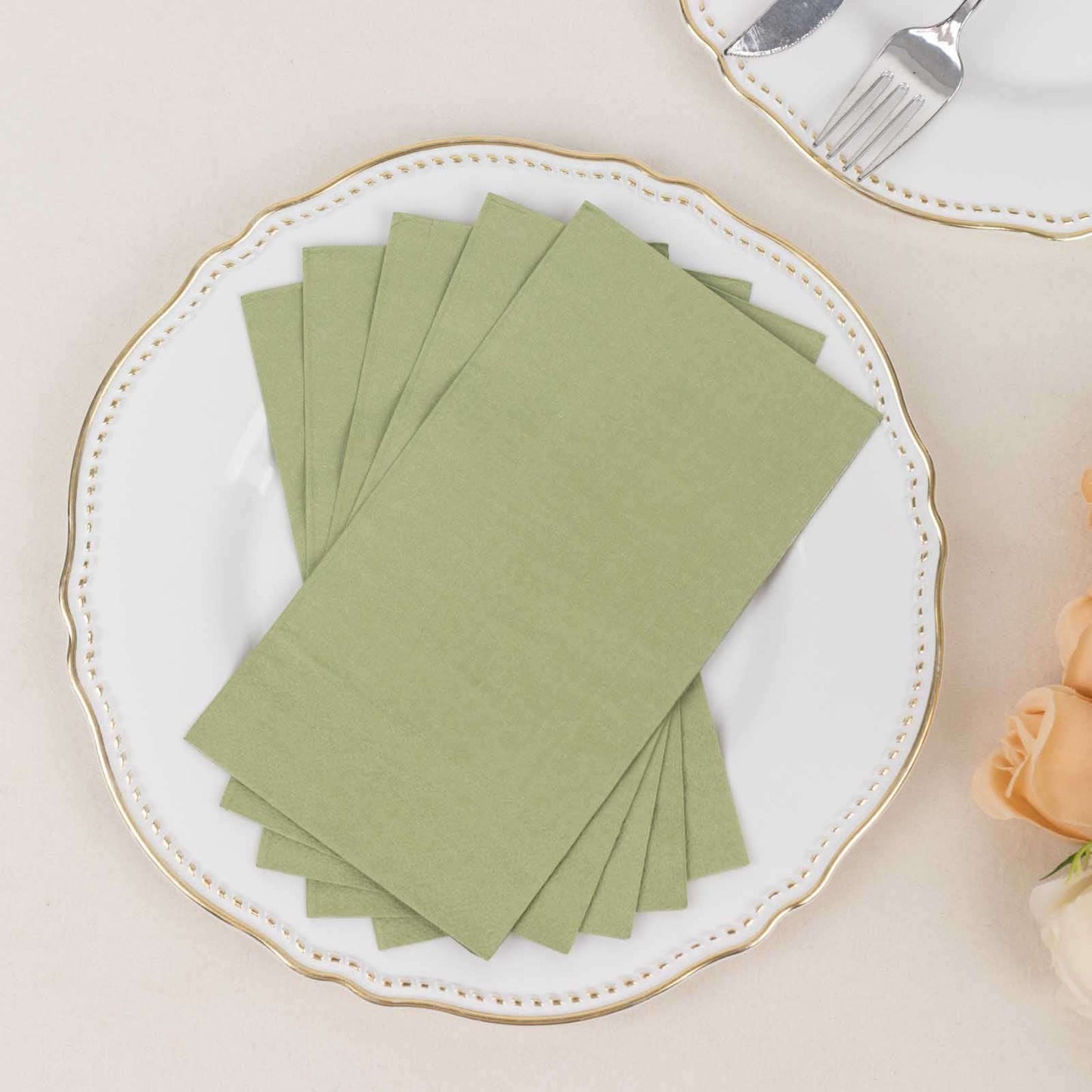 50-Pack Paper Napkins Sage Green - Soft Disposable 2-Ply Dinner Napkins for Weddings