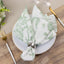 5 Pack Polyester 20"x20" Dinner Napkins White with Dusty Sage Green French Toile Pattern - Reusable Floral Cloth Napkins