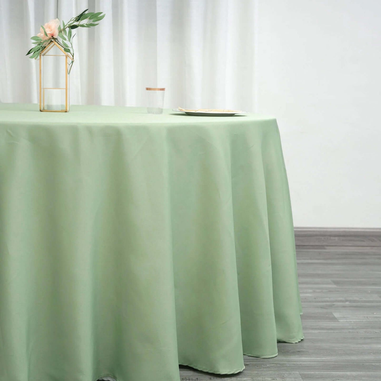 Polyester 132" Round Tablecloth Sage Green - Seamless Chic Table Cover