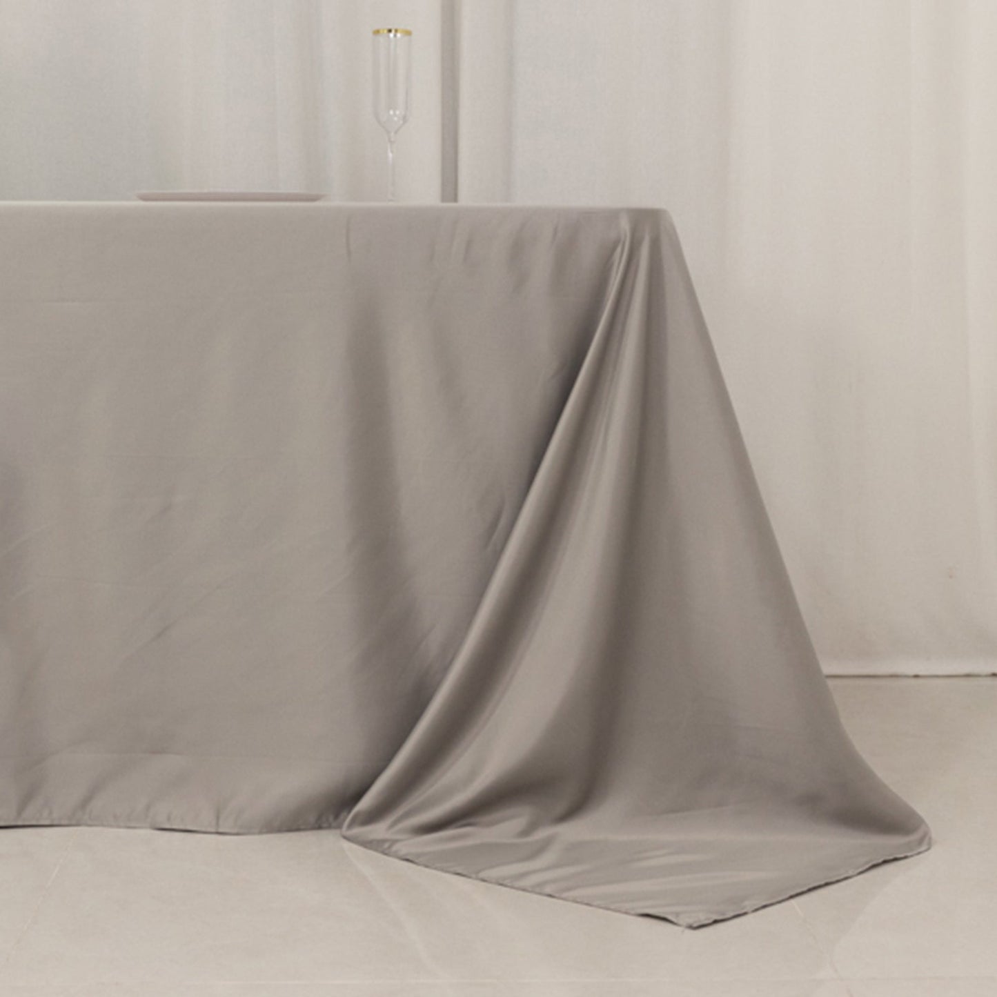 Lamour Satin 90"x156" Rectangle Tablecloth Silver - Luxurious, Soft Seamless Table Cover