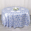 Satin Round 120" Tablecloth White/Blue French Toile Design - Seamless Stylish & Wrinkle-Resistant Table Cover