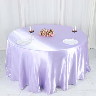 Satin 120" Round Tablecloth Lavender Lilac - Stylish Seamless Table Cover