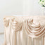 Satin 14ft Table Skirt Beige - Pleated Double Drape Table Cover