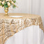 Mesh 72"x72" Table Overlay Square Tablecloth Champagne - Wave Embroidered Sequins Table Topper